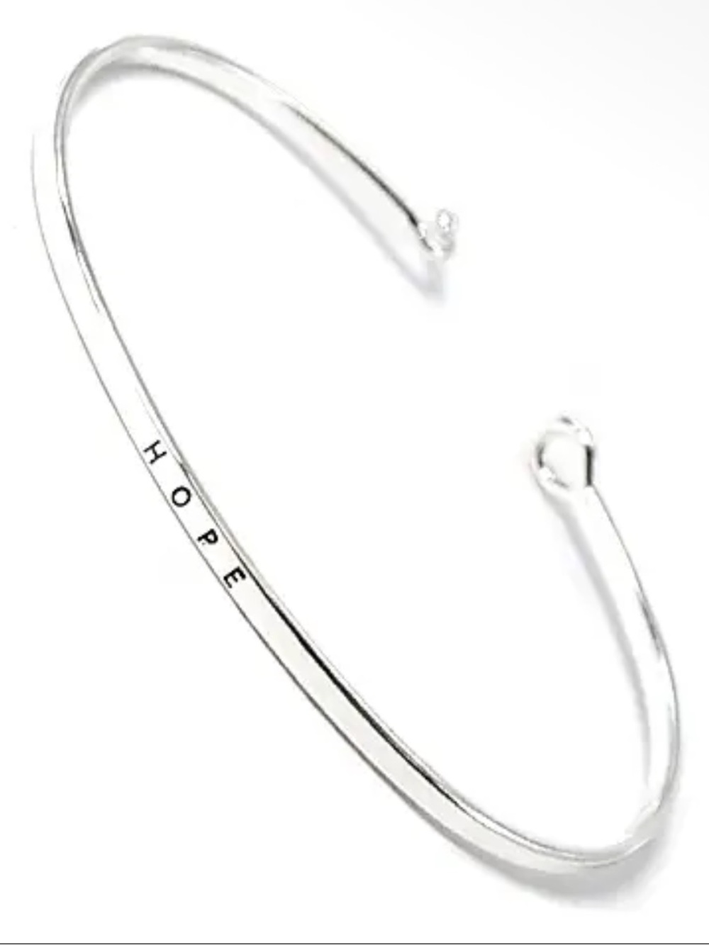 Silver Tone HOPE Message Thin Bracelet